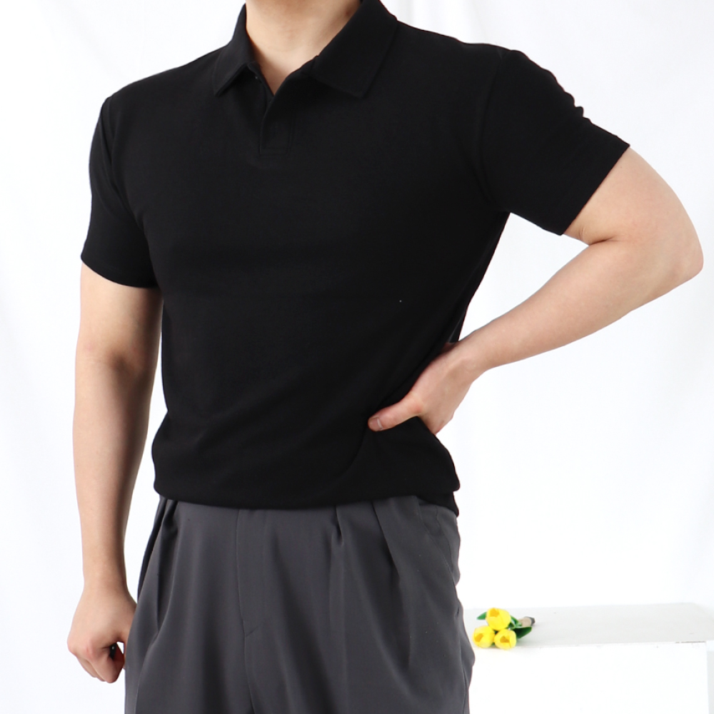 남자반팔카라니트 머슬핏반팔니트 워셔블