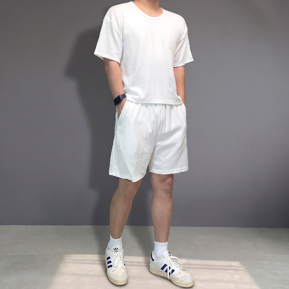 남자 유넥 반팔 여름 반바지 트레이닝 세트 셋업