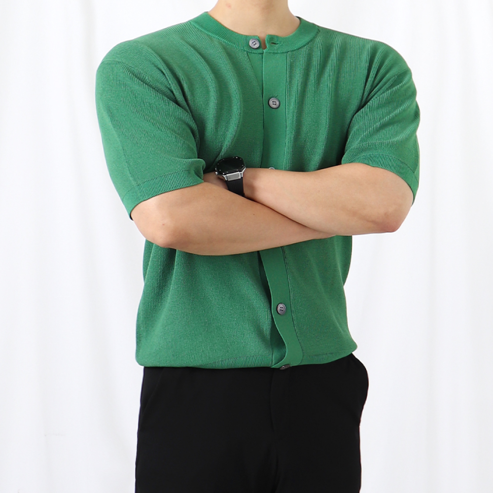 남자 반팔 여름 라운드 가디건