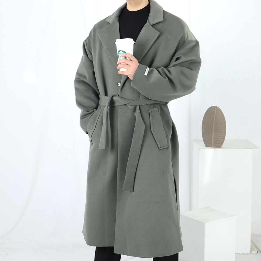 남자 로브 아이보리 가운 오버핏 로브 롱코트
