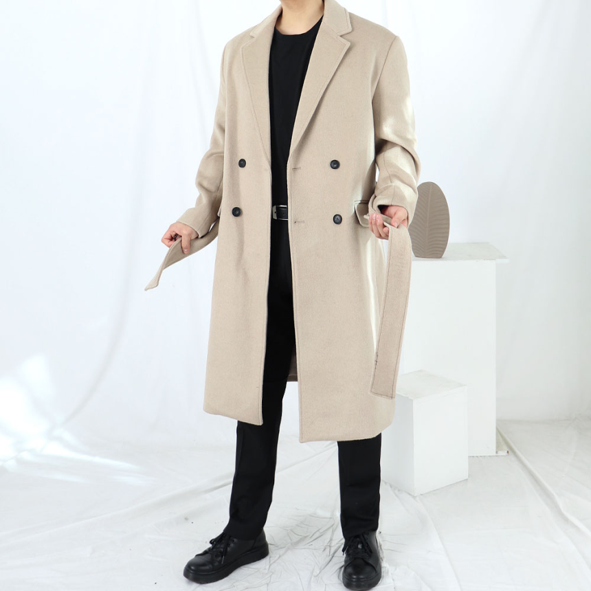 남자 아이보리 로브 알파카 도깨비 롱코트