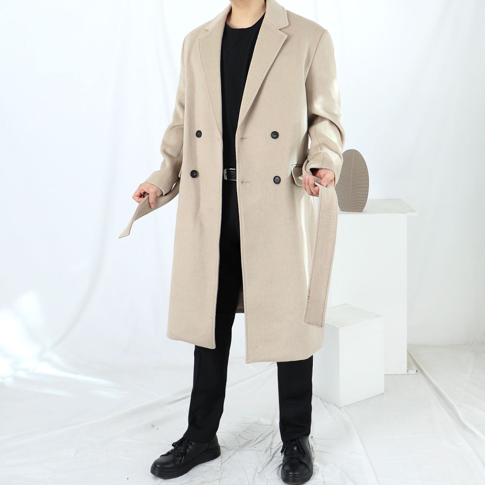 남자 아이보리 로브 알파카 도깨비 롱코트