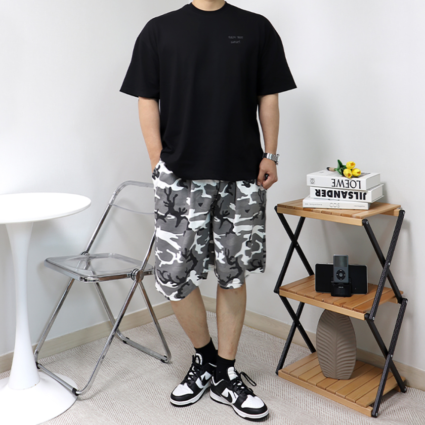 1+1 남자 카모 밀리터리 버뮤다 팬츠 반바지
