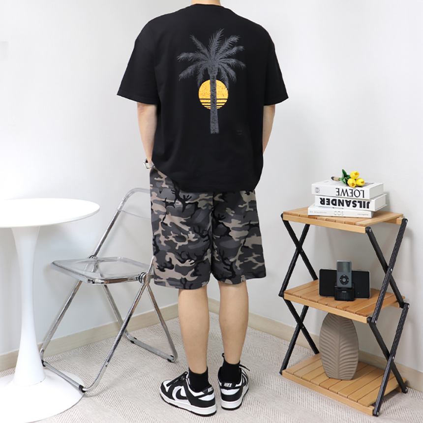 1+1 남자 카모 밀리터리 버뮤다 팬츠 반바지