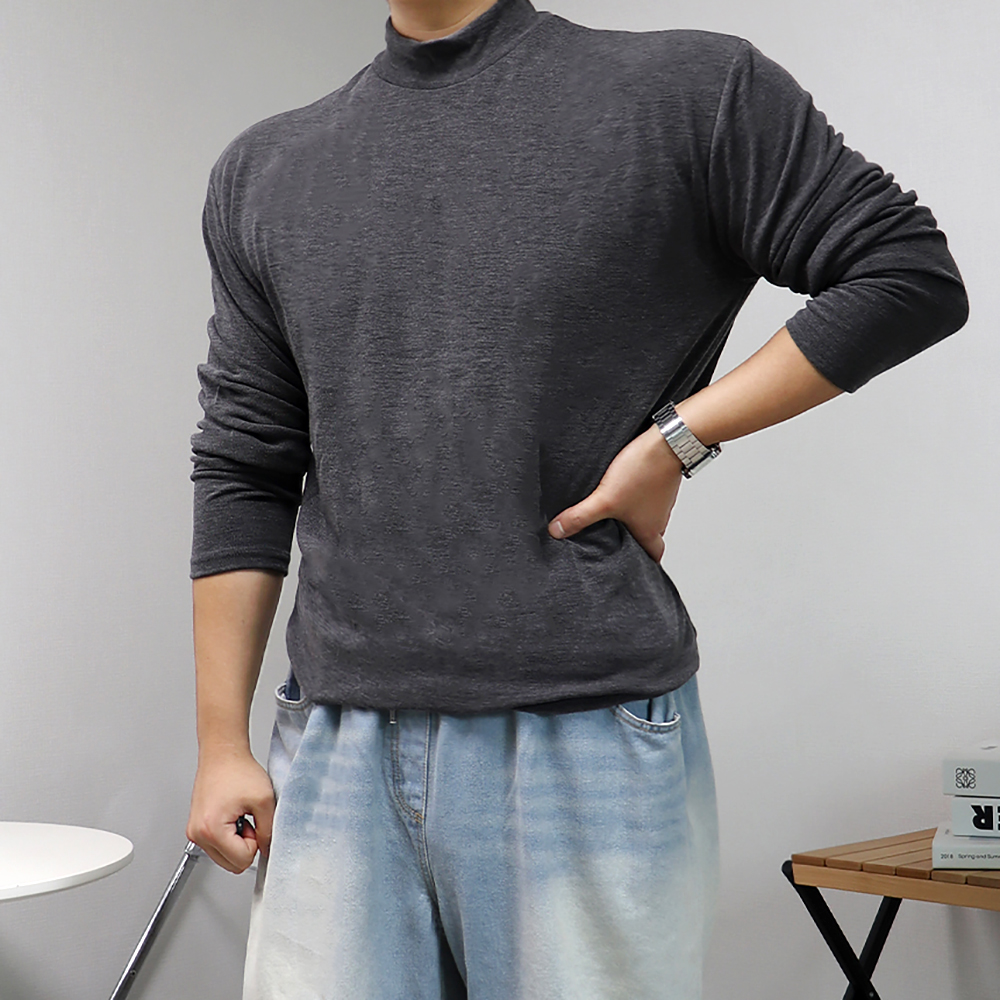 1+1 남자 머슬핏 모크넥 반목폴라 니트