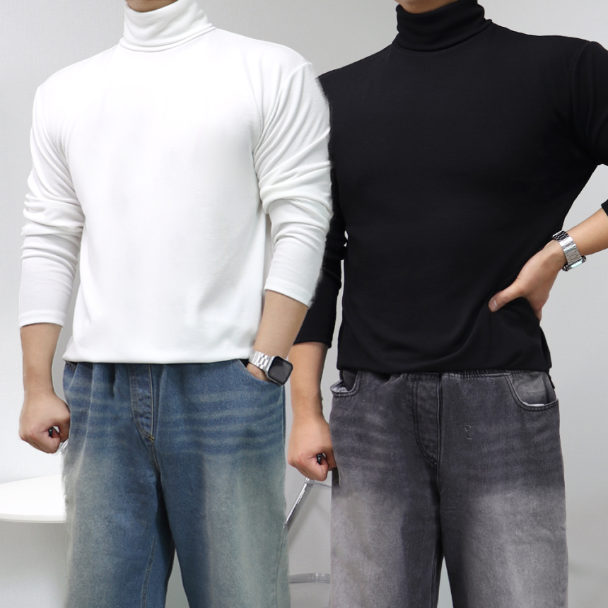 1+1 머슬핏목폴라 남자두꺼운목폴라 남성폴라티