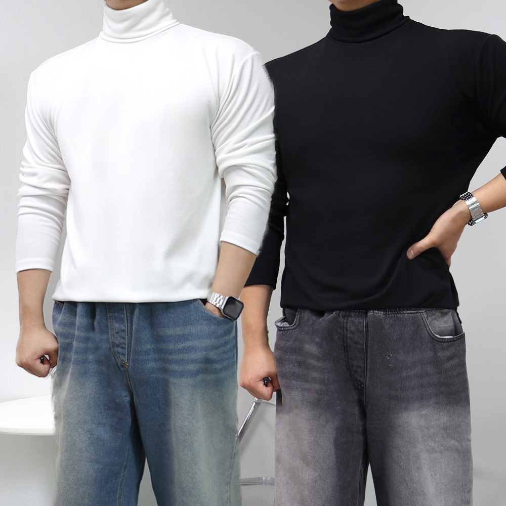 1+1 머슬핏목폴라 남자두꺼운목폴라 남성폴라티