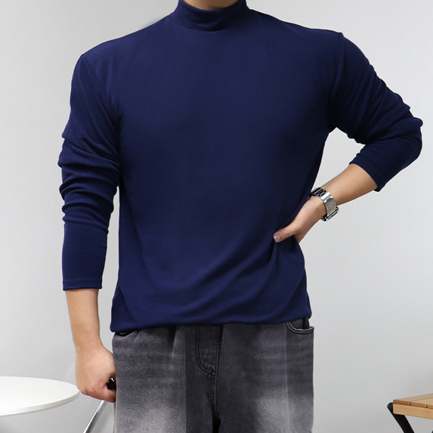 남자 반목폴라 머슬핏 모크넥 니트