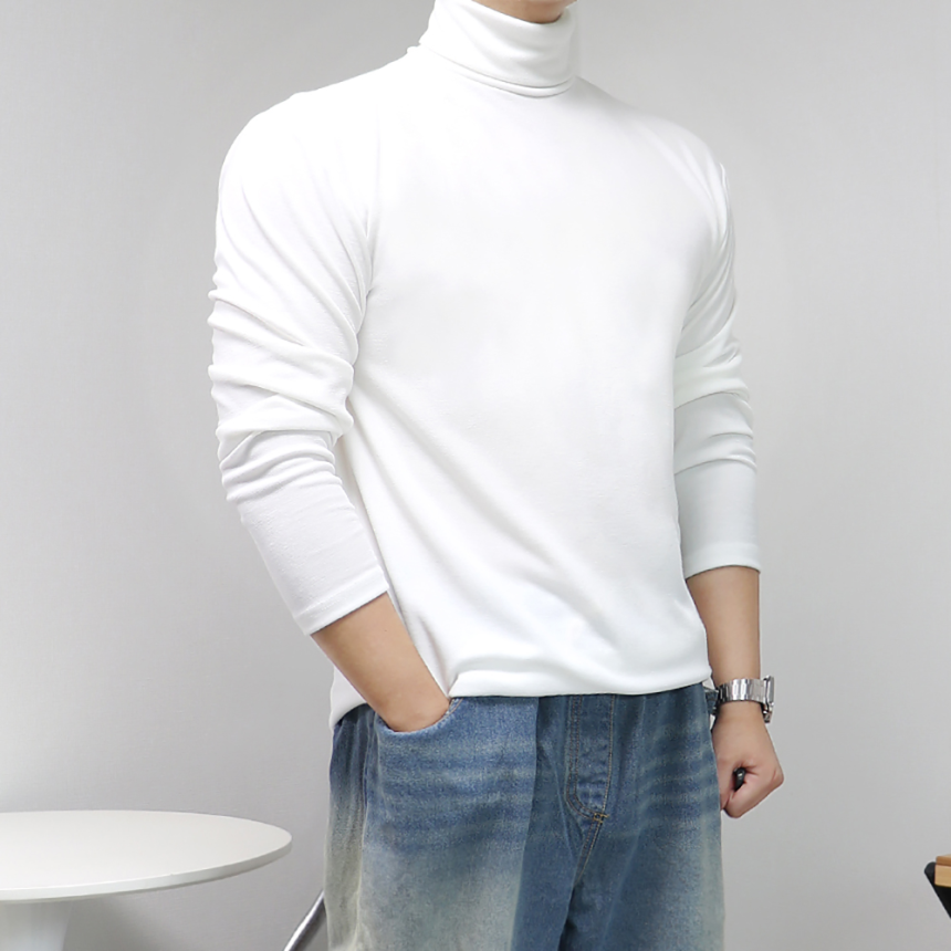 남자 머슬핏 목폴라 두꺼운 니트