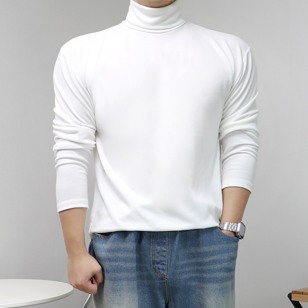 남자 머슬핏 목폴라 두꺼운 니트