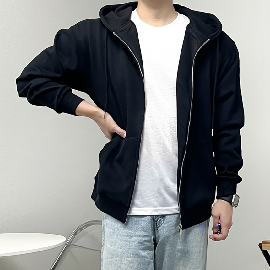 남자 보아털 기모 두꺼운 후드 집업