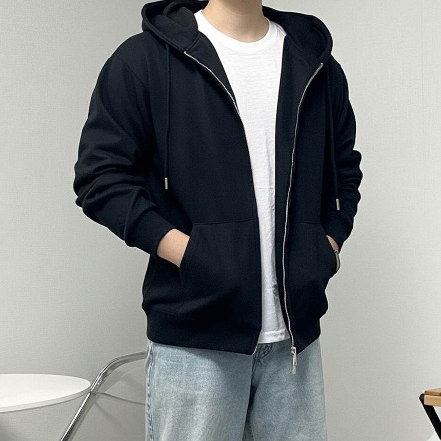 남자 보아털 기모 두꺼운 후드 집업