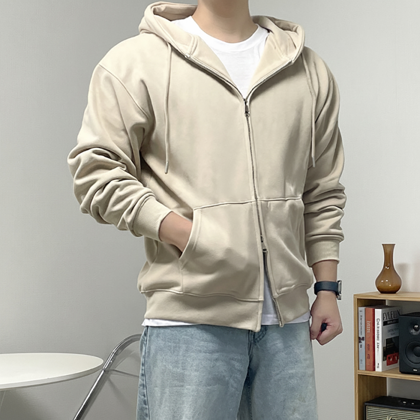 남자 보아털 기모 두꺼운 후드 집업