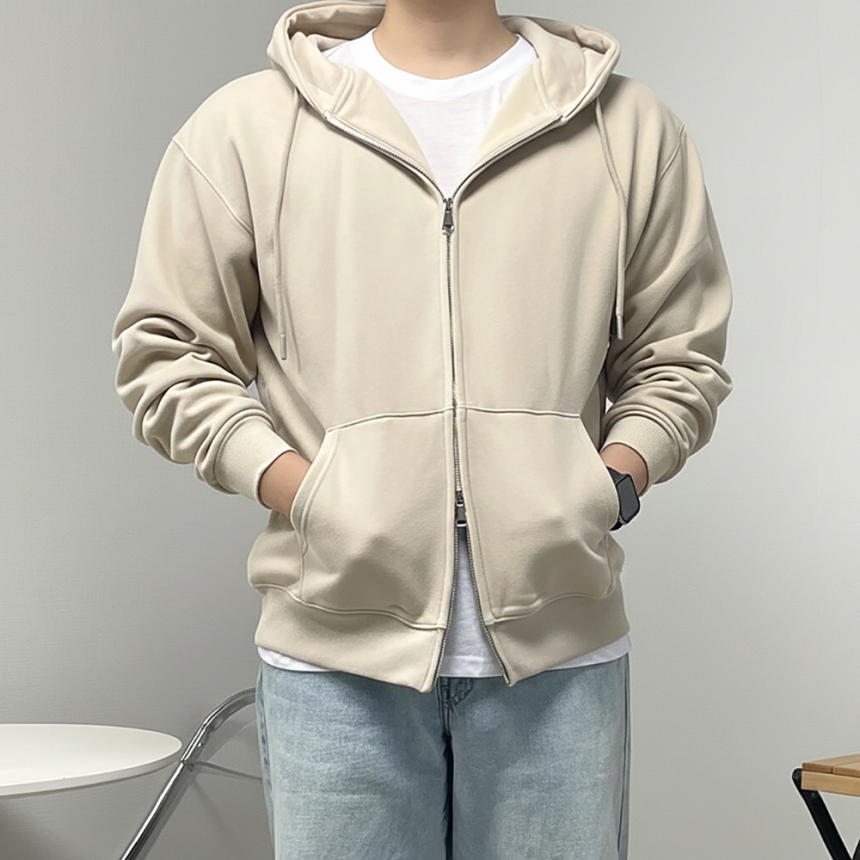 남자 보아털 기모 두꺼운 후드 집업