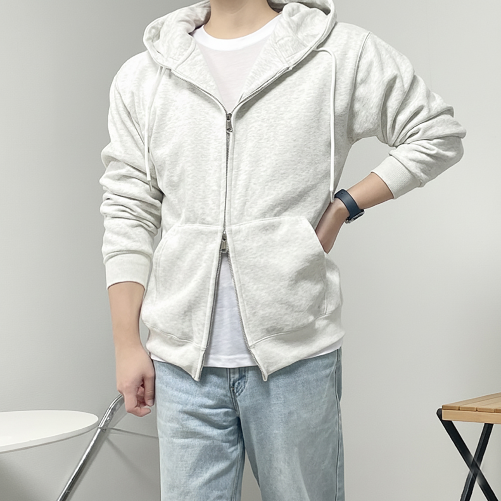 남자 보아털 기모 두꺼운 후드 집업