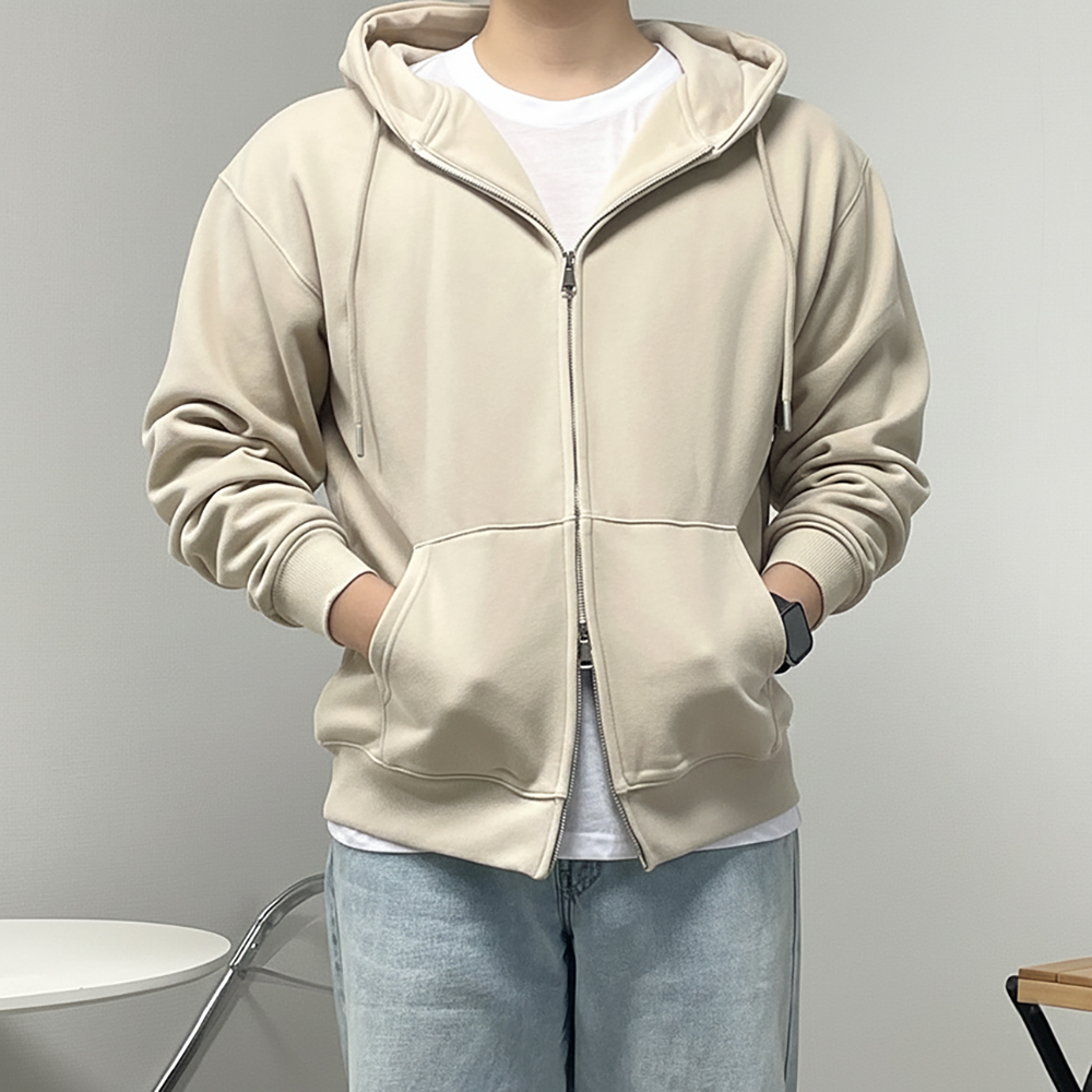 남자 보아털 기모 두꺼운 후드 집업