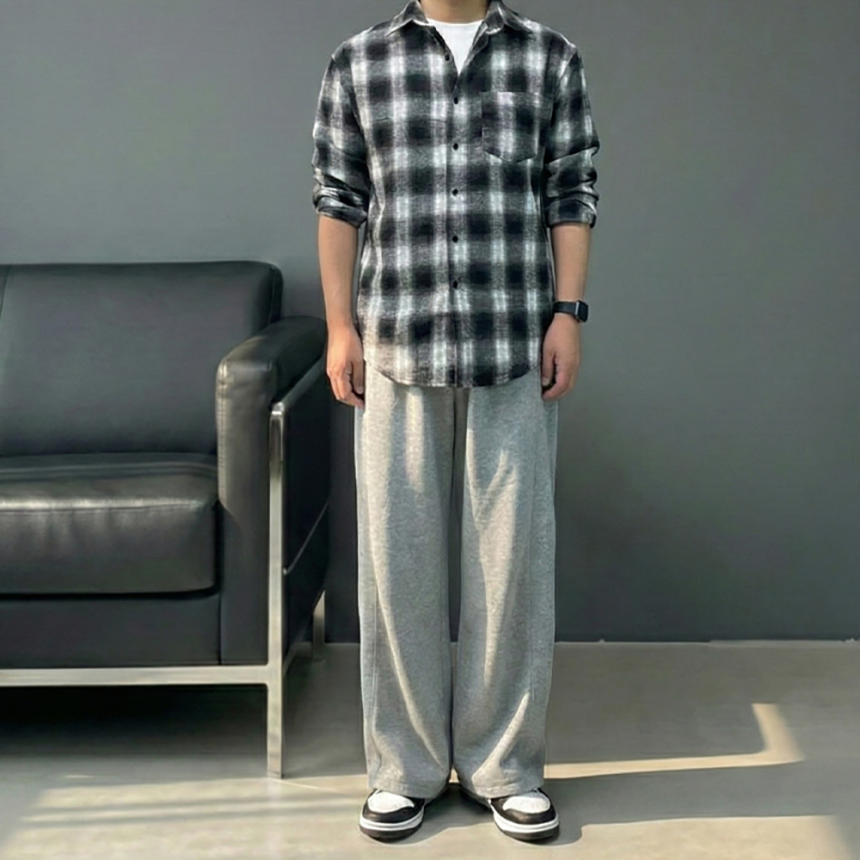 남자 와이드 커브드 트레이닝 팬츠