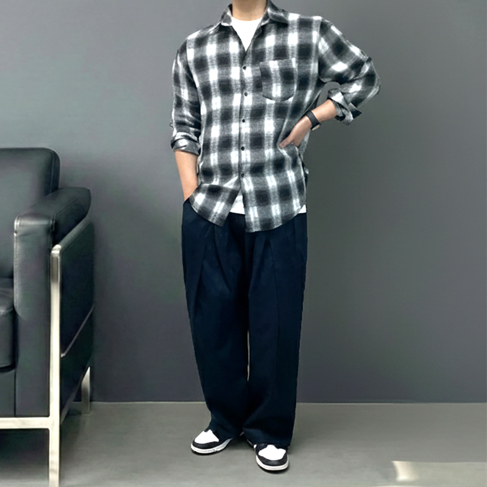 남자 커브드 치노 항아리 벌룬 팬츠