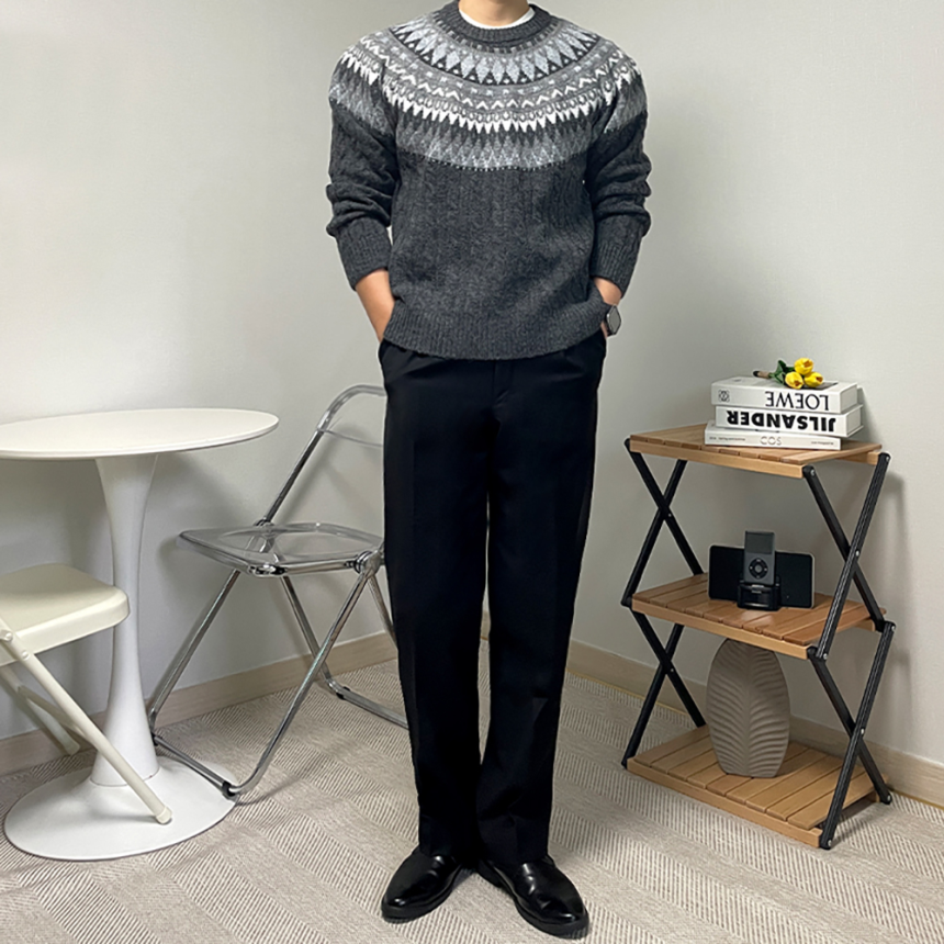 남자 페어아일 앙고라 긴팔 니트