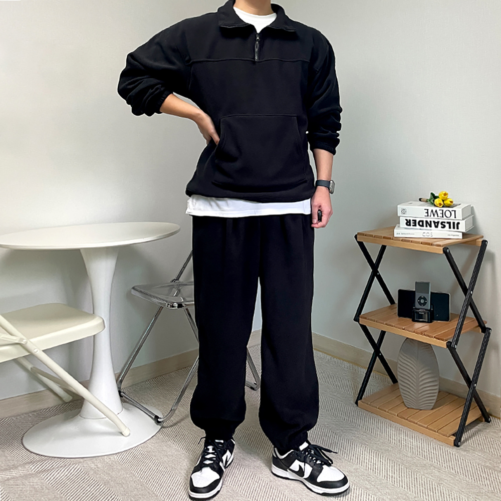 남자 후리스 기모 아노락 트레이닝 셋업 세트
