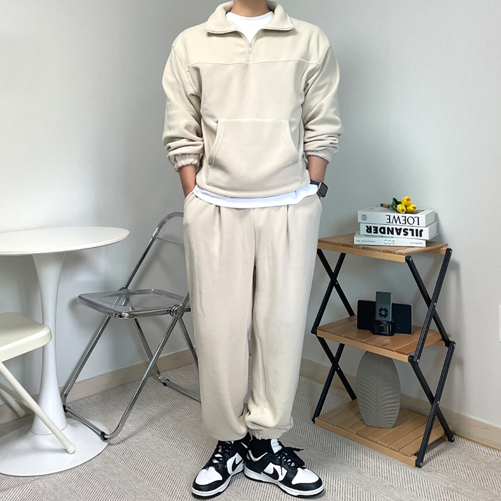 남자 후리스 기모 아노락 트레이닝 셋업 세트