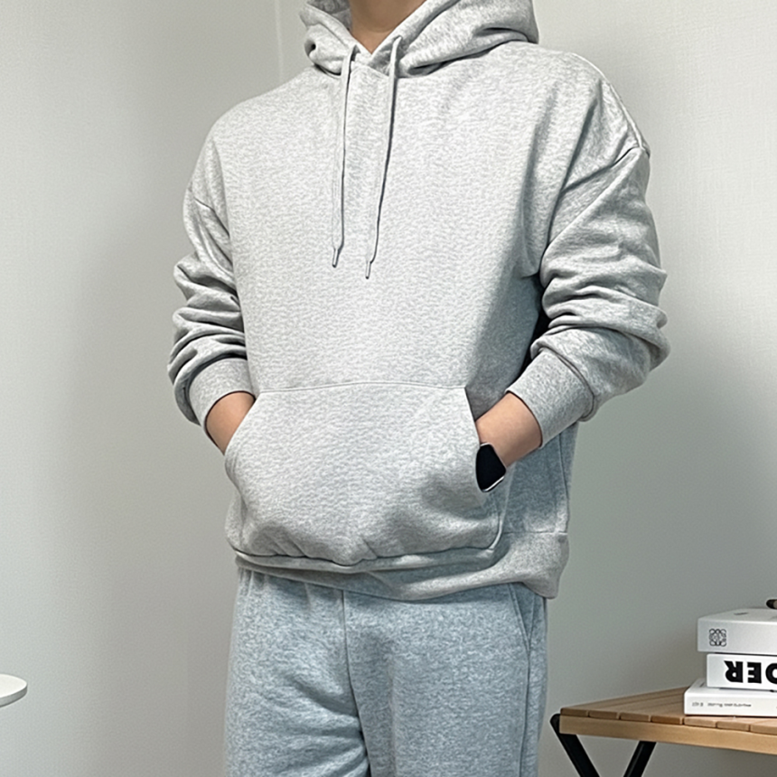 남자 러닝 무지 후드 티셔츠