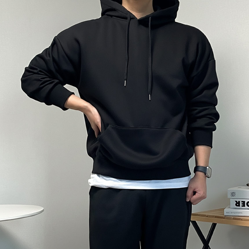 남자 러닝 무지 후드 티셔츠
