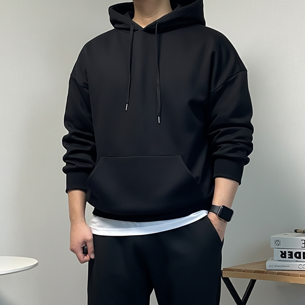남자 러닝 무지 후드 티셔츠