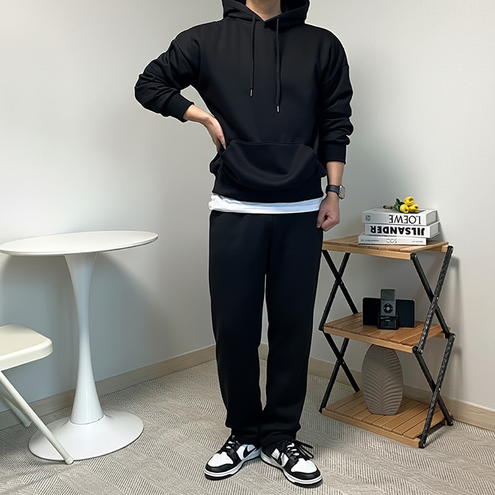 남자 러닝 무지 후드 티셔츠