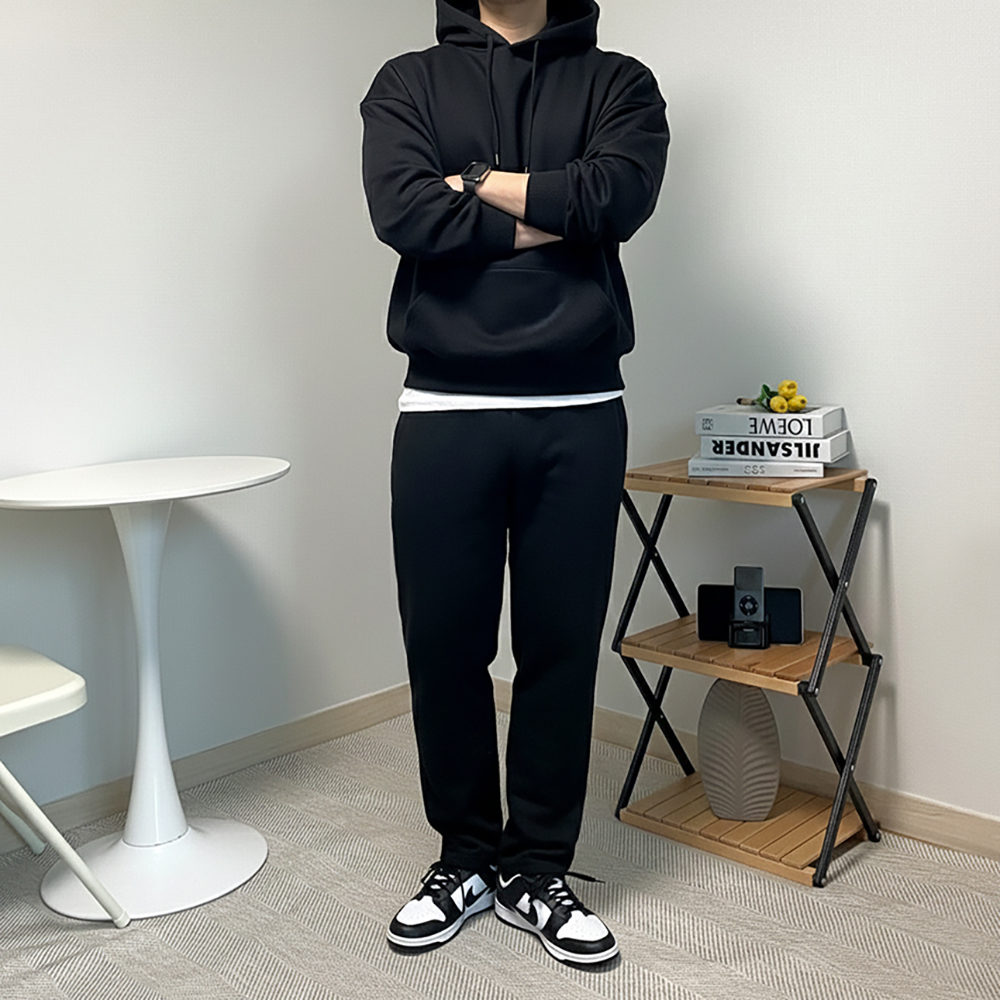 남자 러닝 무지 후드 티셔츠