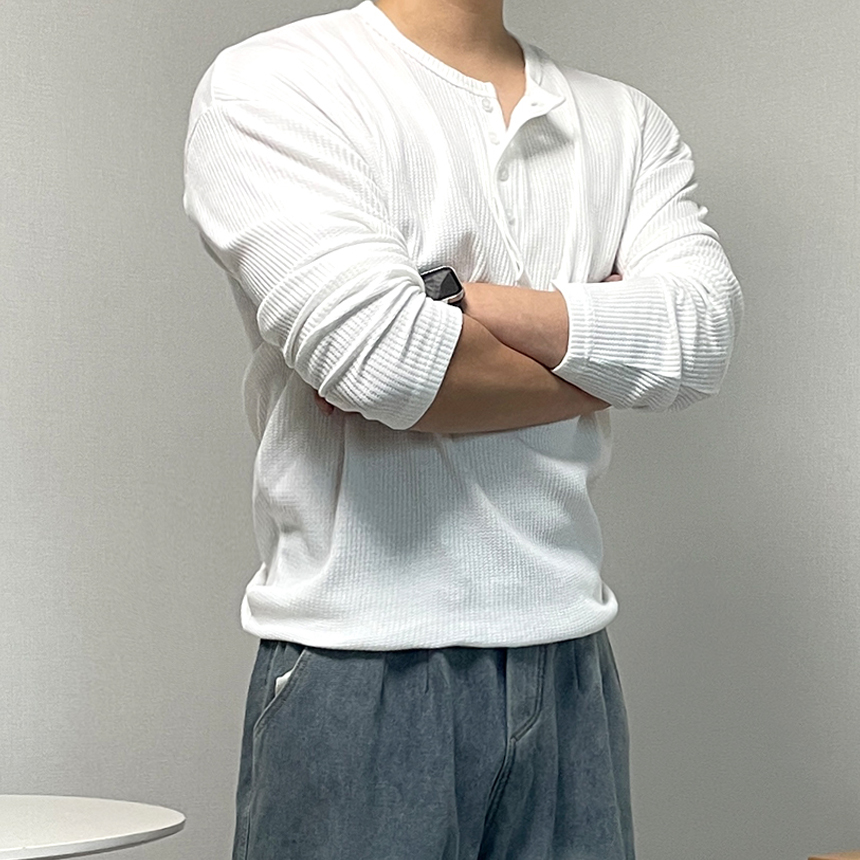 남자 헨리넥 긴팔 티셔츠
