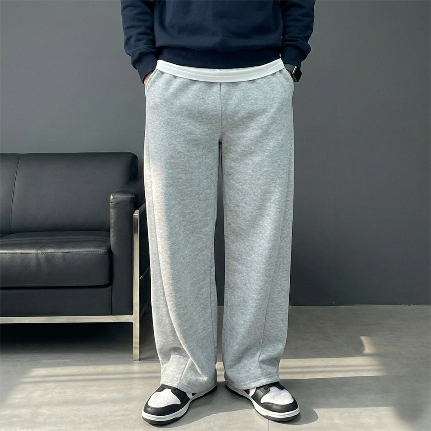 남자 핀턱 항아리 바지 커브드 팬츠