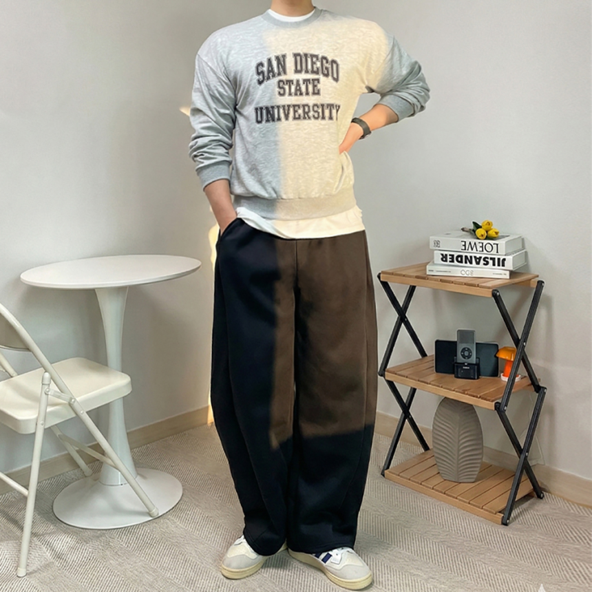 남자 핀턱 항아리 바지 커브드 팬츠