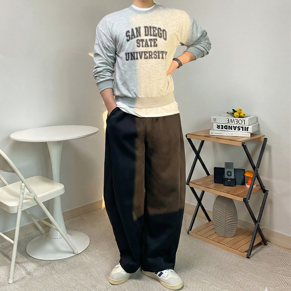 남자 핀턱 항아리 바지 커브드 팬츠
