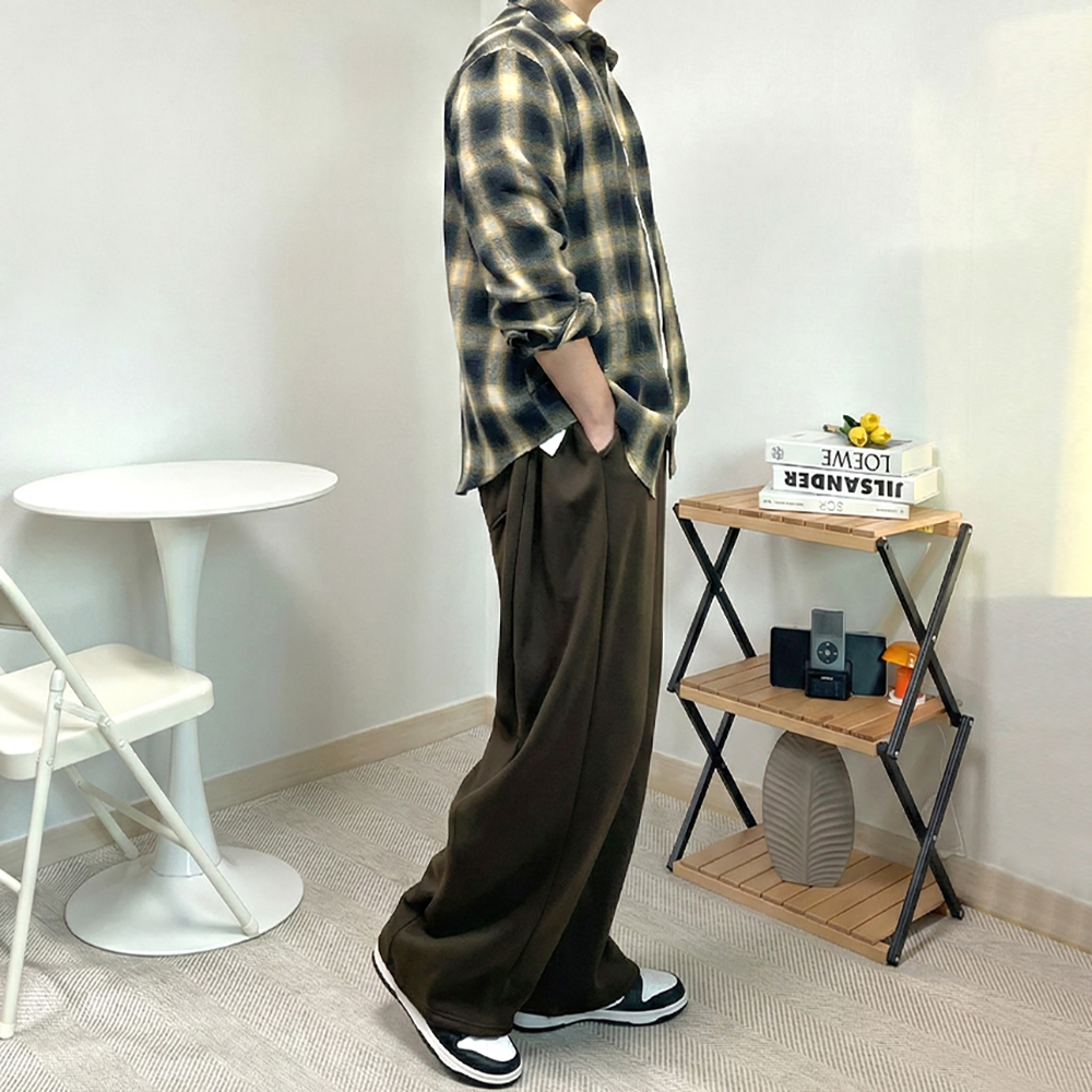 남자 핀턱 항아리 바지 커브드 팬츠
