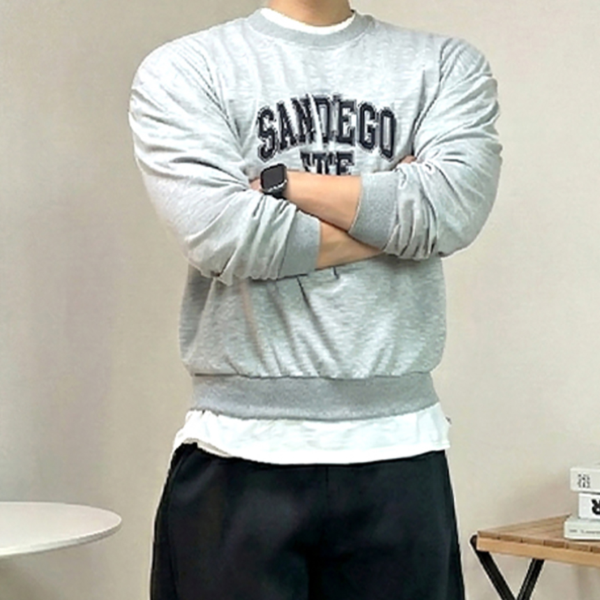 남자 크롭 봄 맨투맨 티셔츠