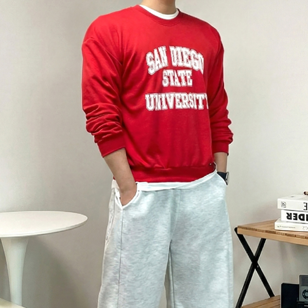 남자 크롭 봄 맨투맨 티셔츠