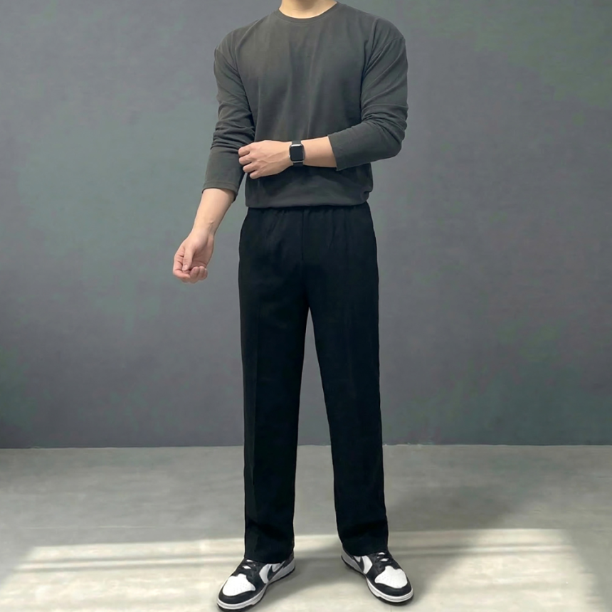 남자 피그먼트 레이어드 긴팔 면티