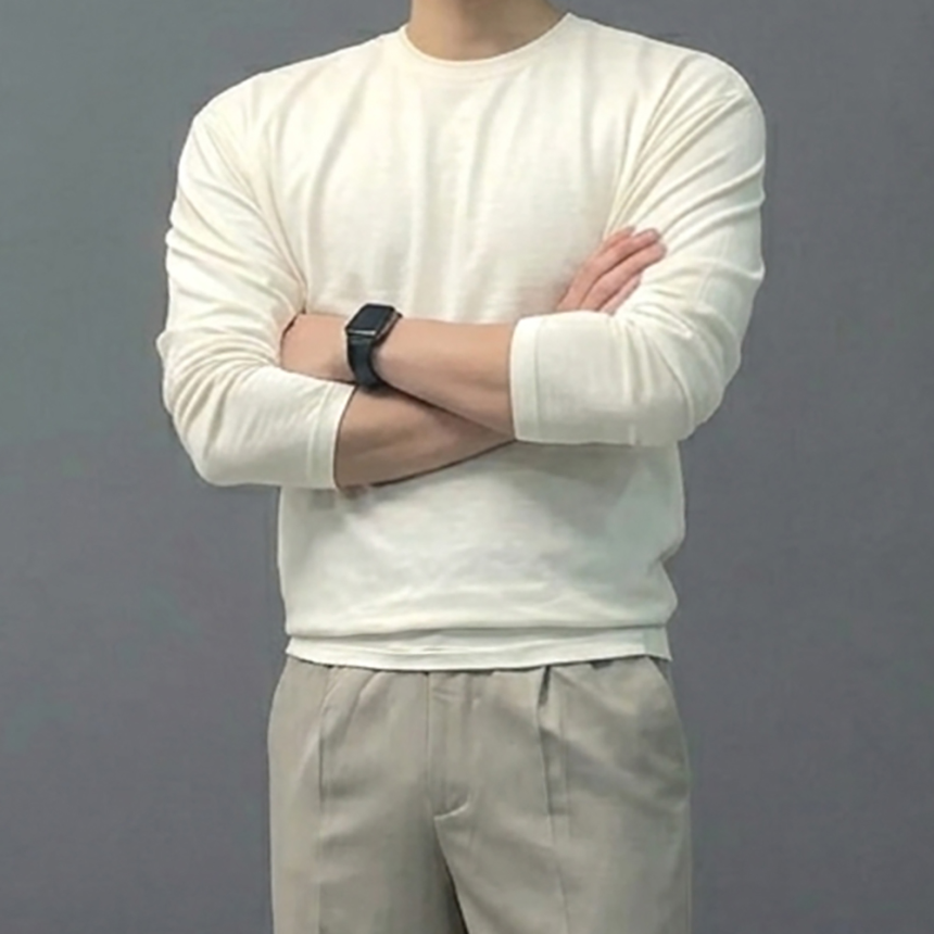 남자 피그먼트 레이어드 긴팔 면티