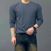 남자 피그먼트 레이어드 긴팔 면티
