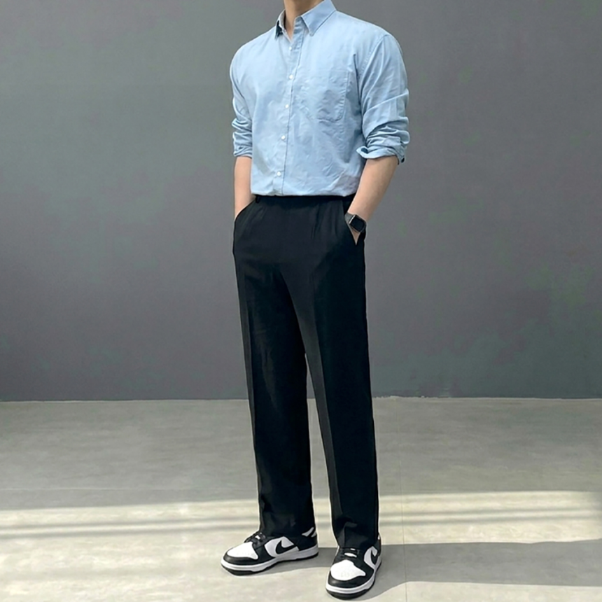 남자 테이퍼드핏 스판 링클프리 슬랙스