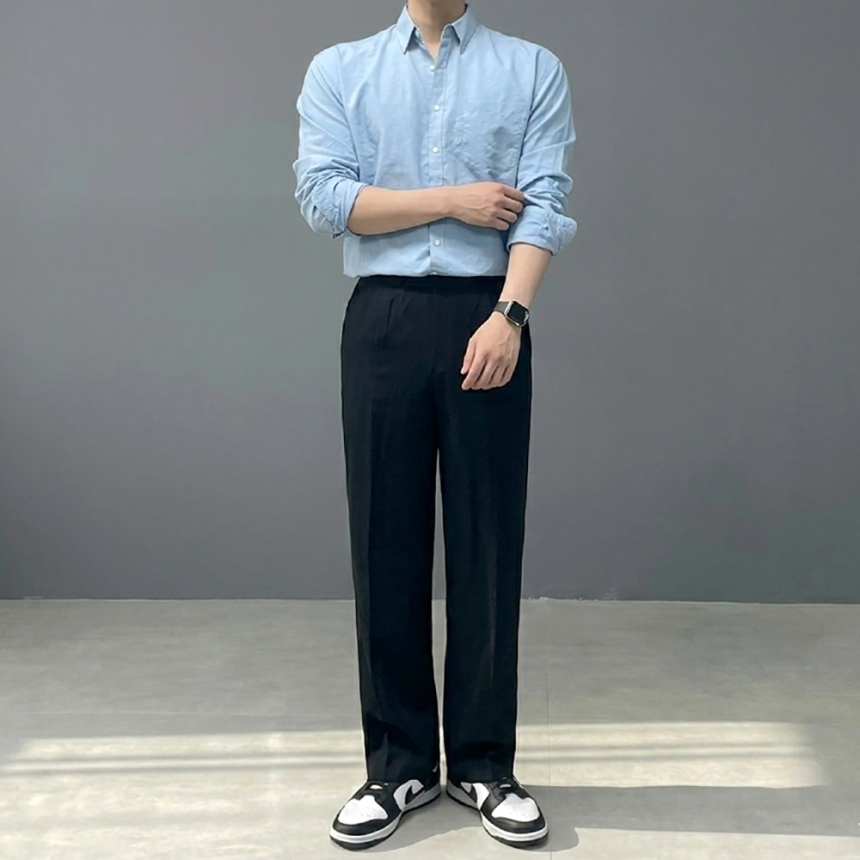남자 테이퍼드핏 스판 링클프리 슬랙스
