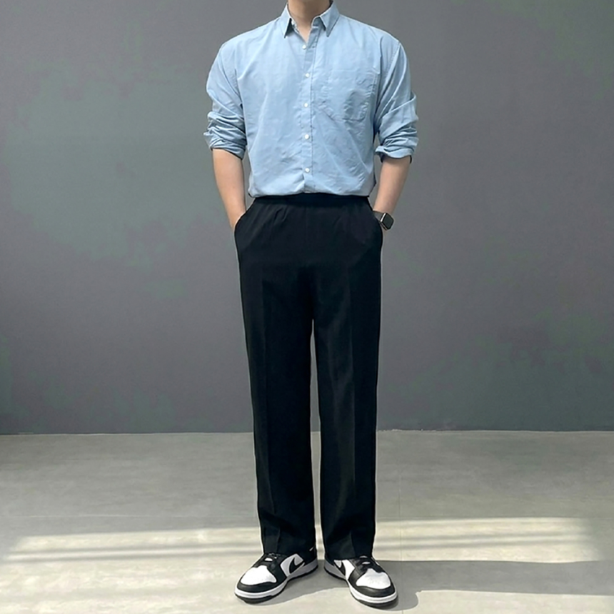 남자 테이퍼드핏 스판 링클프리 슬랙스