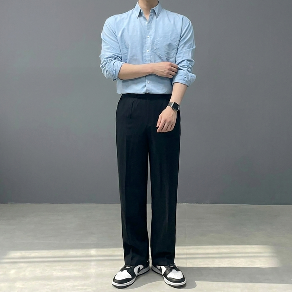 남자 테이퍼드핏 스판 링클프리 슬랙스