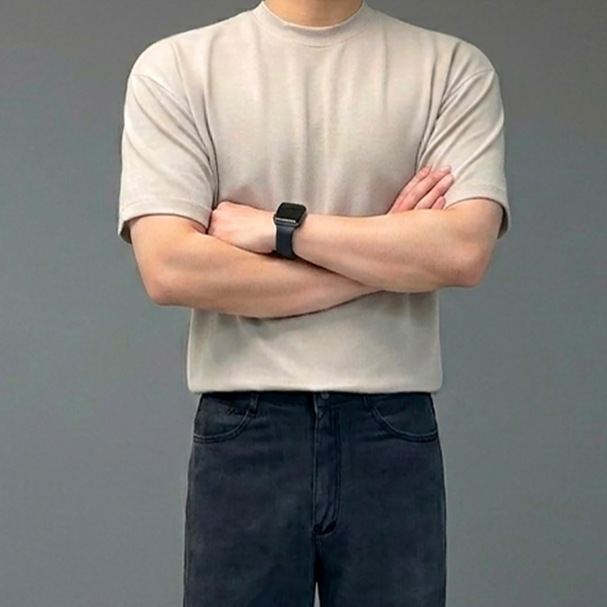 남자 크롭 헤비웨이트 두꺼운 반팔 티셔츠