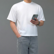 남자 크롭 헤비웨이트 두꺼운 반팔 티셔츠
