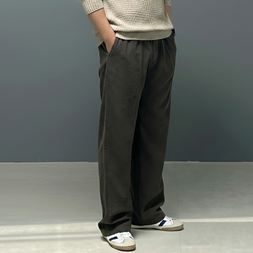 남자 골덴 코듀로이 테이퍼드 밴딩 바지