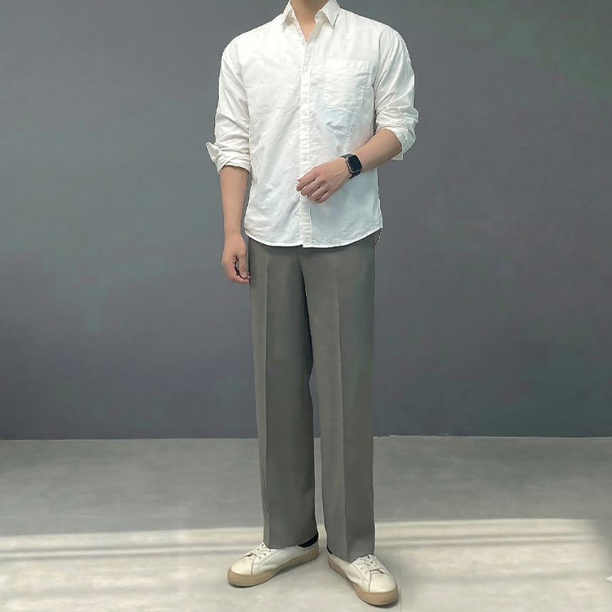 남자 흰색 나일론 바람막이 셔츠 남방