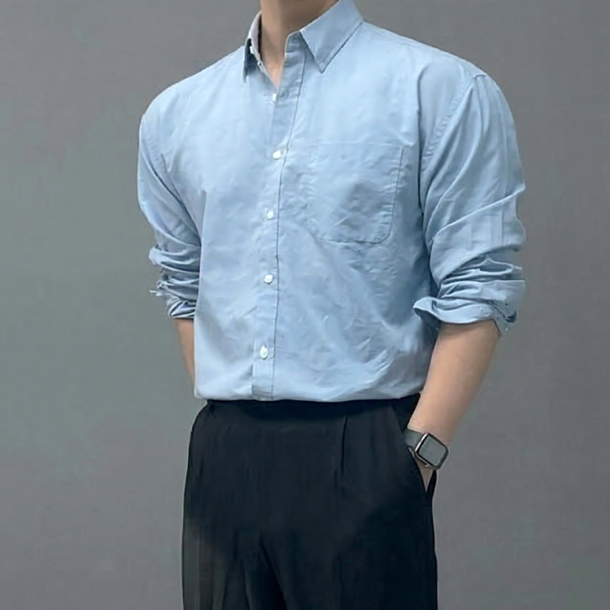 남자 흰색 나일론 바람막이 셔츠 남방