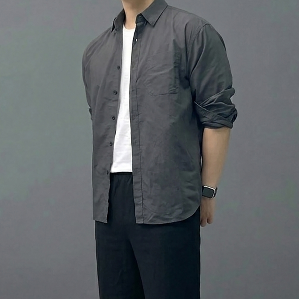 남자 흰색 나일론 바람막이 셔츠 남방